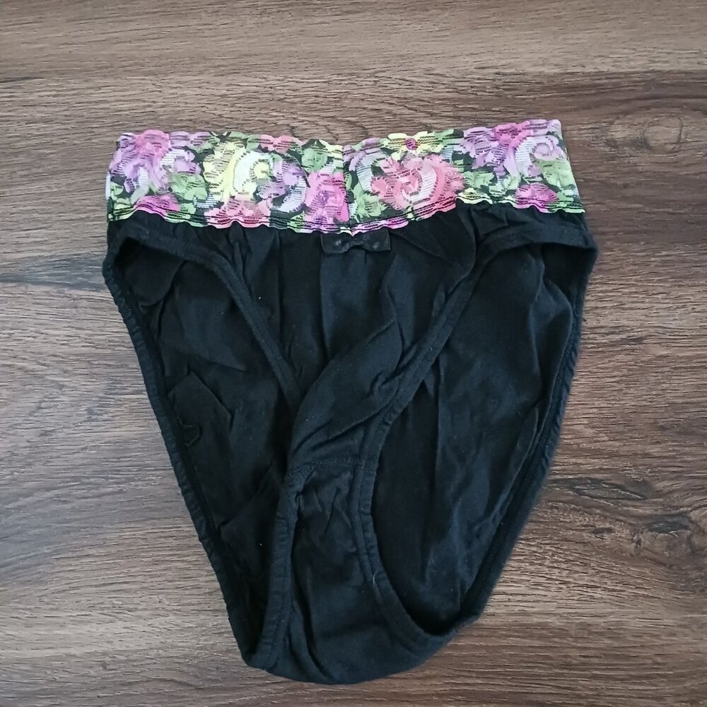 Women’s‎ Size 5 Black Cotton Bikini Panties Lace Brittania Vintage